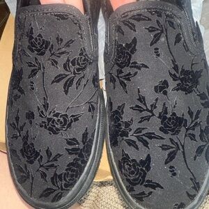 Black rose velvet vans